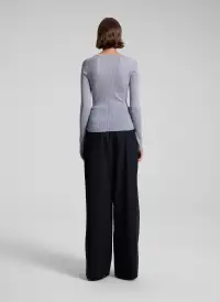 Kyle Ribbed Merino Top(Light Heather Grey,XS)