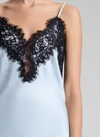 Lennon Satin and Lace Midi Dress(Cascade/Black,XXS)
