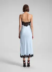 Lennon Satin and Lace Midi Dress(Cascade/Black,XXS)