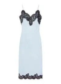Lennon Satin and Lace Midi Dress(Cascade/Black,XXS)