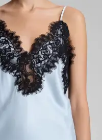 Lennon Satin and Lace Camisole Top(Cascade/Black,XXS)