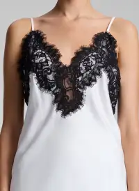 Lennon Satin and Lace Camisole Top(Pearl/Black,XXS)