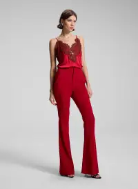 Lennon Satin and Lace Camisole Top(Really Red/Bosco,XXS)