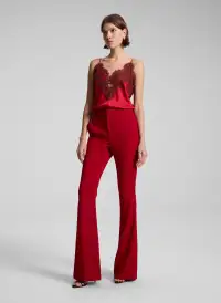 Lennon Satin and Lace Camisole Top(Really Red/Bosco,XXS)