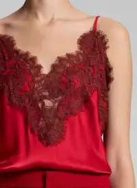 Lennon Satin and Lace Camisole Top(Really Red/Bosco,XXS)