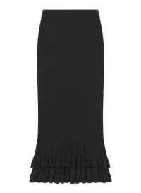 Lexi Fine Cotton Knit Midi Skirt(Black,XS)
