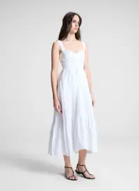 Lilah II Cotton Midi Dress(White,00)