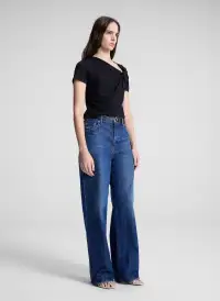 Liz Asymmetric Cotton Crepe Tee(Black,XS)