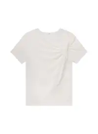 Liz Asymmetric Cotton Crepe Tee(White,XS)