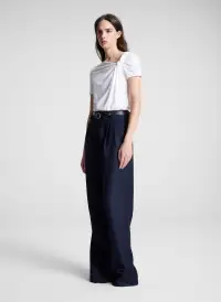 Liz Asymmetric Cotton Crepe Tee(White,XS)