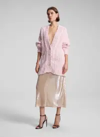 Lou Cashmere Silk Oversized Cardigan(Cotton Candy Pink,XS/S)
