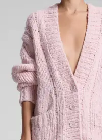 Lou Cashmere Silk Oversized Cardigan(Cotton Candy Pink,XS/S)