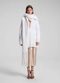 Lou Cashmere Silk Oversized Cardigan(White,XS/S)