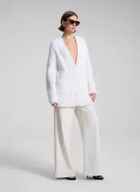 Lou Cashmere Silk Oversized Cardigan(White,XS/S)