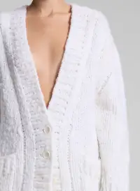 Lou Cashmere Silk Oversized Cardigan(White,XS/S)