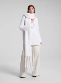 Lou Cashmere Silk Oversized Cardigan(White,XS/S)