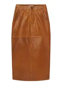 Mabel Leather Midi Skirt(Whiskey,00)
