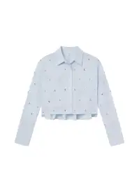 Mackie Embellished Cropped Cotton Shirt(Ice Water,00)