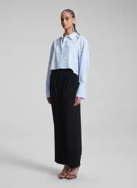 Mackie Embellished Cropped Cotton Shirt(Ice Water,00)