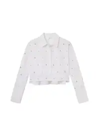 Mackie Embellished Cropped Cotton Shirt(White,00)