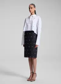 Mackie Embellished Cropped Cotton Shirt(White,00)