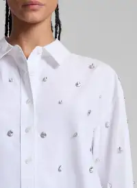 Mackie Embellished Cropped Cotton Shirt(White,00)