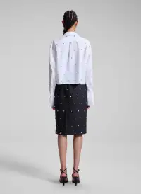 Mackie Embellished Cropped Cotton Shirt(White,00)