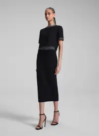 Jane Sequin Embellished Knit Midi Skirt(Black/Silver,XS)