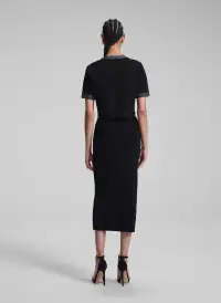 Jane Sequin Embellished Knit Midi Skirt(Black/Silver,XS)