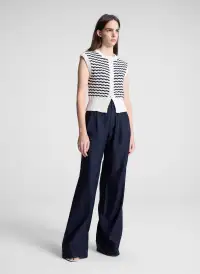 Margo Striped Knit Top(Parchment/Navy Stripe,XS)