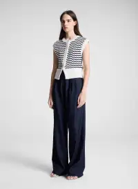 Margo Striped Knit Top(Parchment/Navy Stripe,XS)