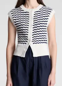 Margo Striped Knit Top(Parchment/Navy Stripe,XS)