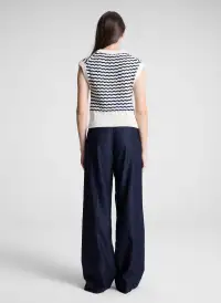 Margo Striped Knit Top(Parchment/Navy Stripe,XS)