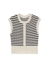 Margo Striped Knit Top(Parchment/Navy Stripe,XS)