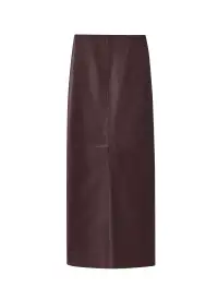 Marta Leather Midi Skirt(Umber,00)