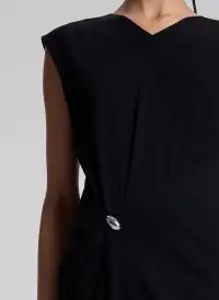 Mary Hammered Crepe Midi Dress(Black,00)