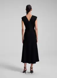 Mary Hammered Crepe Midi Dress(Black,00)