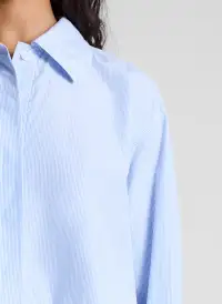 Maude Cropped Cotton Shirt(Light Blue/White Stripe,XS)