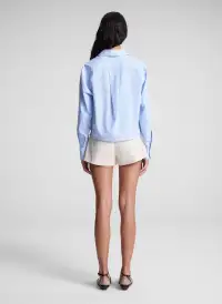 Maude Cropped Cotton Shirt(Light Blue/White Stripe,XS)