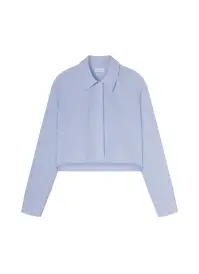 Maude Cropped Cotton Shirt(Light Blue/White Stripe,XS)