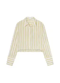 Maude Cropped Silk Shirt(Canary Stripe,XS)