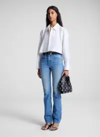 Maude Cropped Cotton Shirt(White,XS)