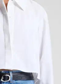Maude Cropped Cotton Shirt(White,XS)