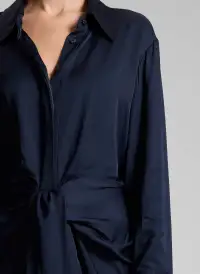 Mia Satin Mini Shirtdress(Dark Sapphire,00)