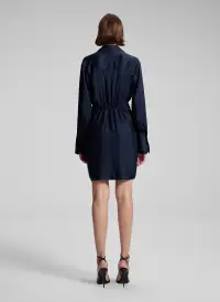 Mia Satin Mini Shirtdress(Dark Sapphire,00)