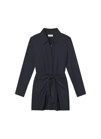 Mia Satin Mini Shirtdress(Dark Sapphire,00)