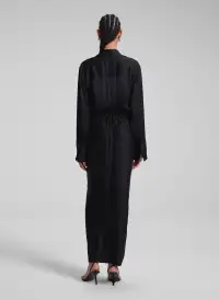 Mila Satin Maxi Shirtdress(Black,00)