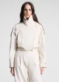 Miles Cropped Trench Jacket(Light Limestone,XS)