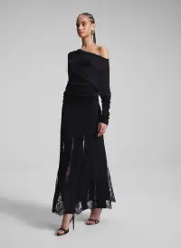 Mira Lace Midi Skirt(Black/Black,00)