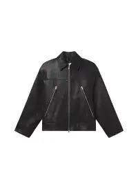 Olive Leather Jacket(Black,XS)